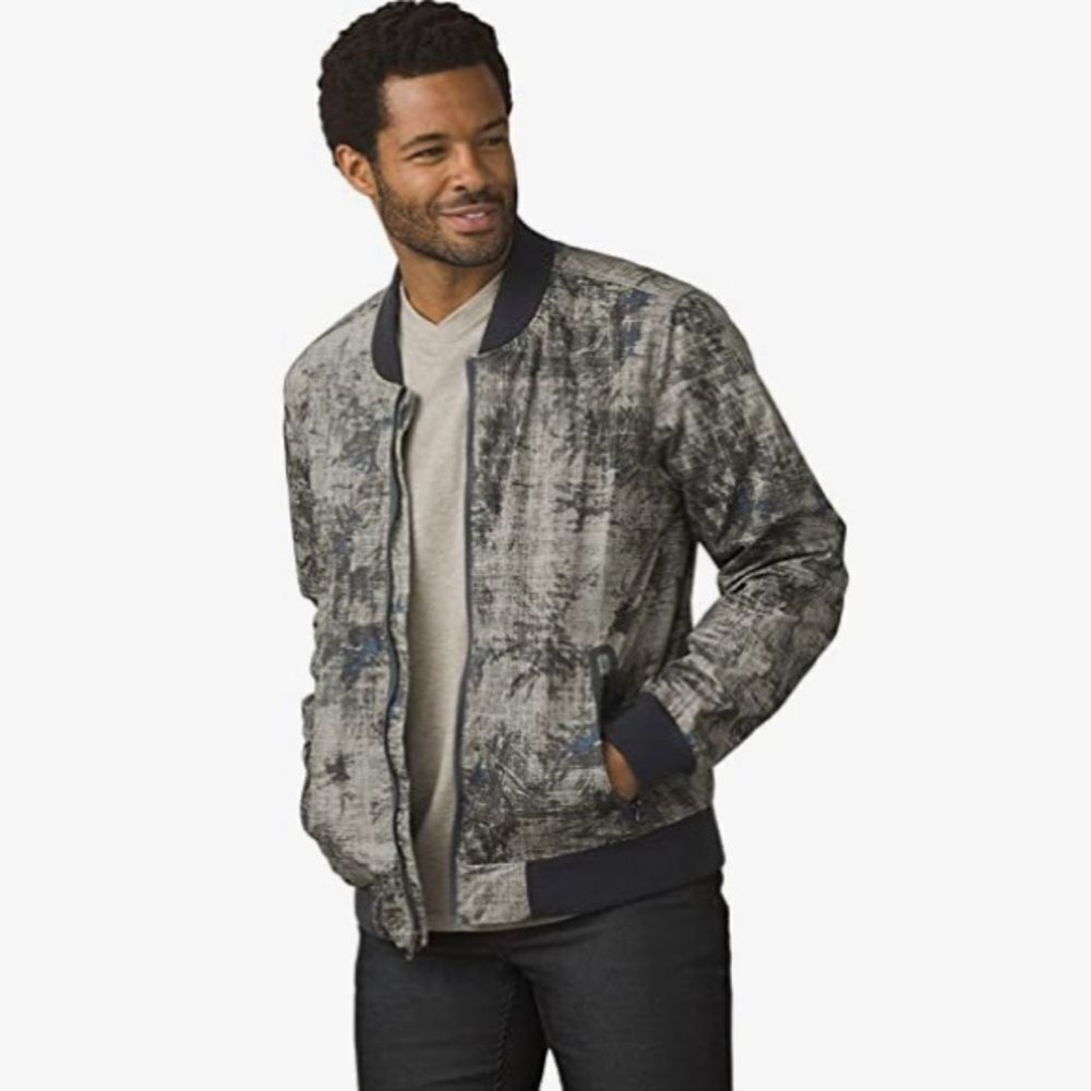 Prana Mens Brookridge Bomber Jacket in Gravel‎ Color Size XXL